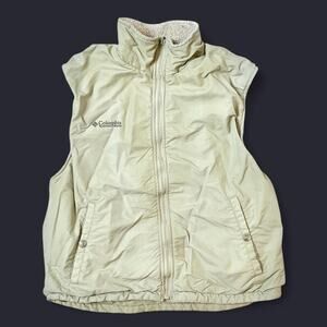 Columbia Sportswear Fleece-Lined Utility Vest Women’s Medium Beige Sherpa Zip-Up
